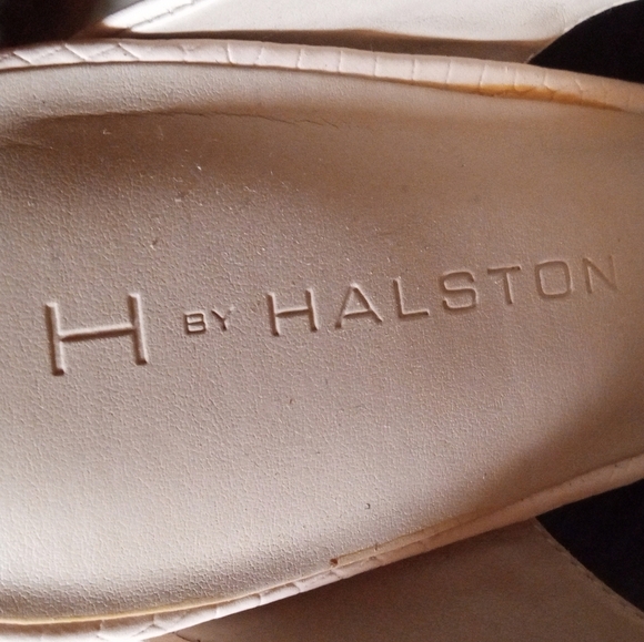 H by Halston Holly Open Toe Cut Out Leather Mules Nude Color Size 9 - Picture 6 of 8